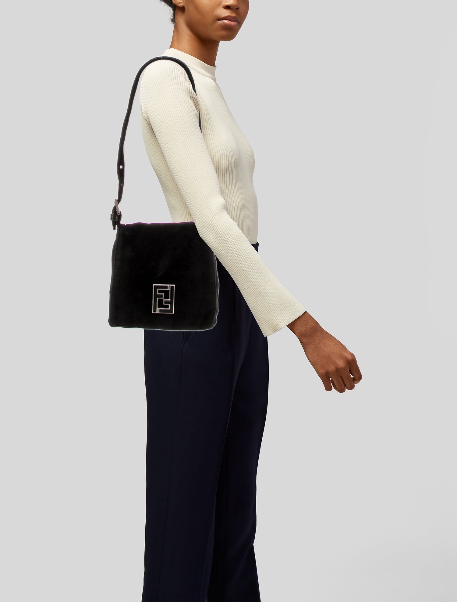 Fendi Velvet Shoulder Bag