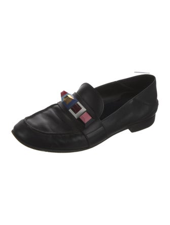 Fendi Leather Studded Accents Loafers