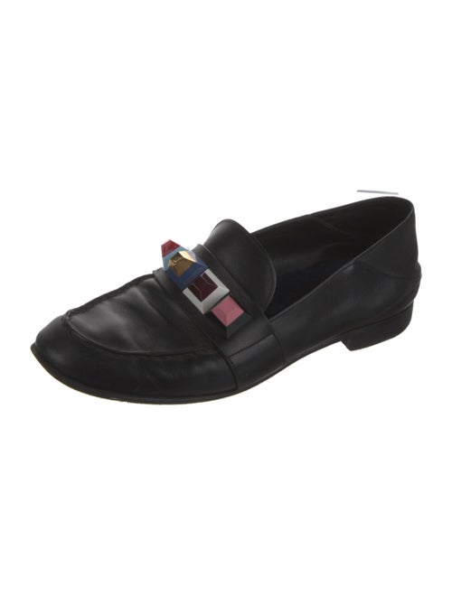 Fendi Leather Studded Accents Loafers