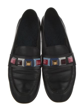 Fendi Leather Studded Accents Loafers