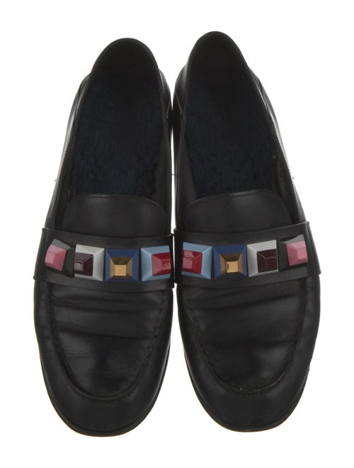 Fendi Leather Studded Accents Loafers