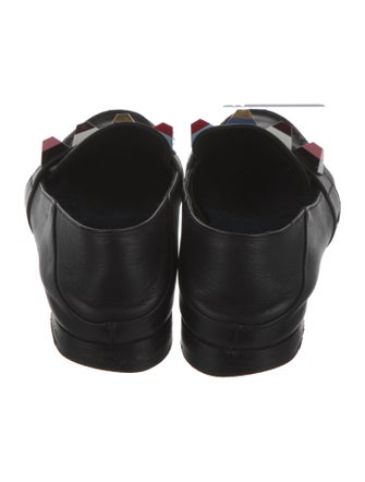 Fendi Leather Studded Accents Loafers