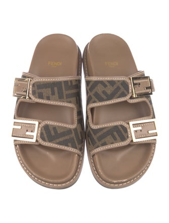 Fendi Zucca FF Logo Leather Flats