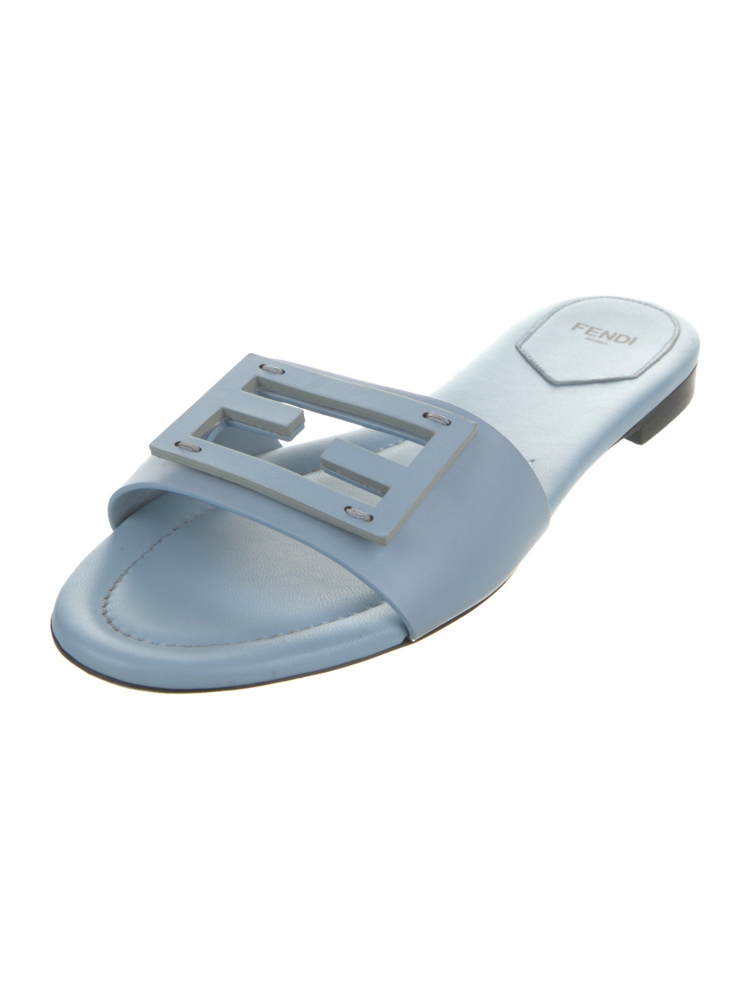 Fendi Zucca FF Logo Leather Slides