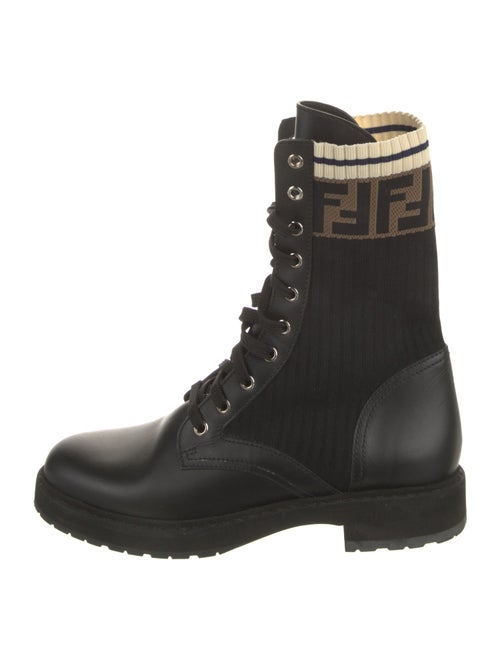 Fendi Zucca FF Logo Leather Combat Boots