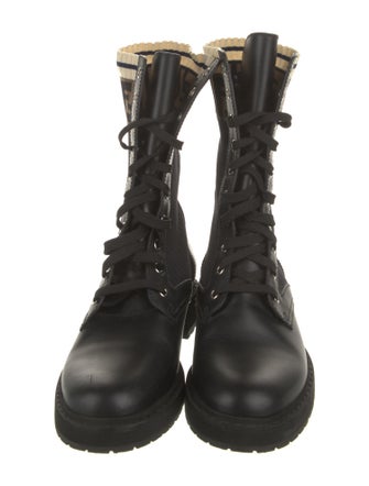 Fendi Zucca FF Logo Leather Combat Boots