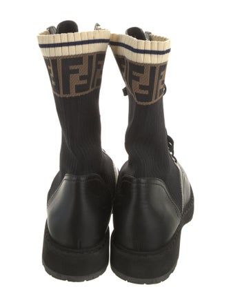Fendi Zucca FF Logo Leather Combat Boots
