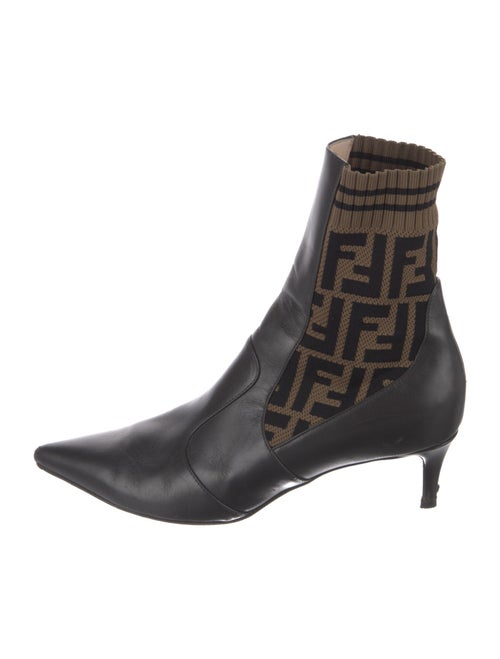 Fendi Zucca FF Logo Leather Sock Boots
