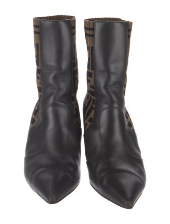 Fendi Zucca FF Logo Leather Sock Boots
