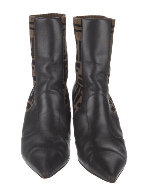 Fendi Zucca FF Logo Leather Sock Boots