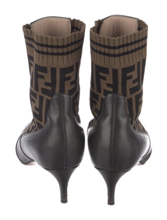 Fendi Zucca FF Logo Leather Sock Boots