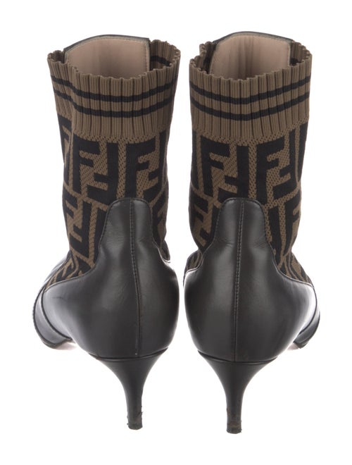 Fendi Zucca FF Logo Leather Sock Boots