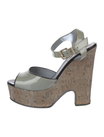 Fendi Patent Leather Slingback Sandals