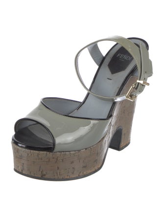 Fendi Patent Leather Slingback Sandals