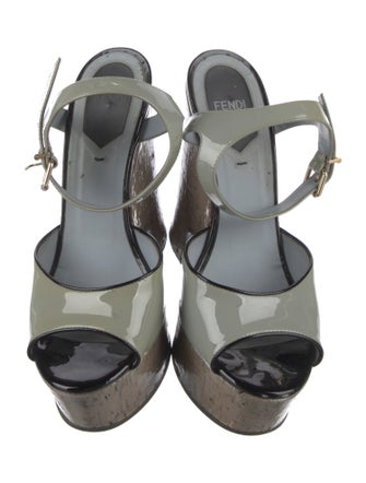 Fendi Patent Leather Slingback Sandals