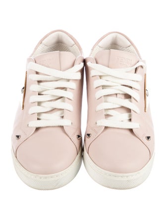 Fendi Rockstud Accents Leather Sneakers
