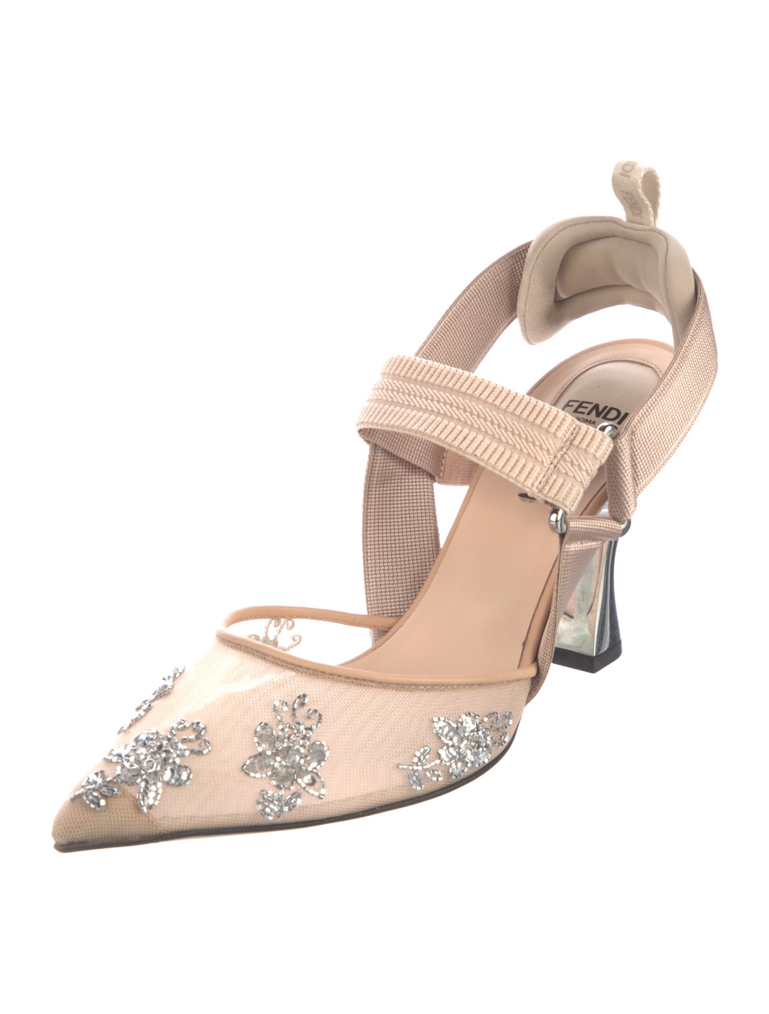 Fendi Zucca FF Logo Mesh Slingback Pumps