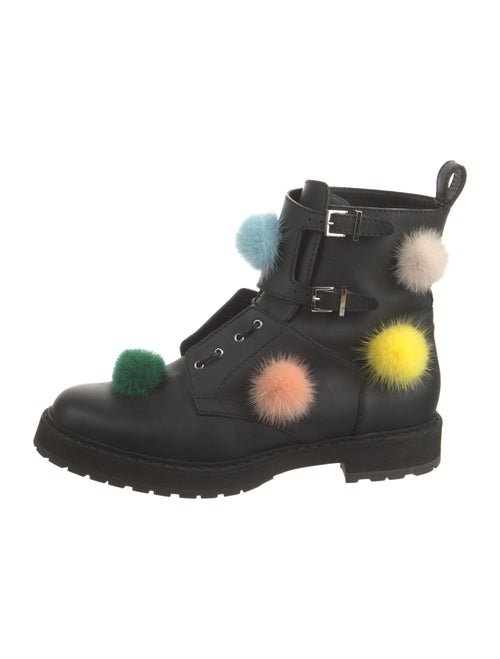 Fendi Leather Colorblock Pattern Combat Boots