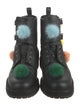 Fendi Leather Colorblock Pattern Combat Boots