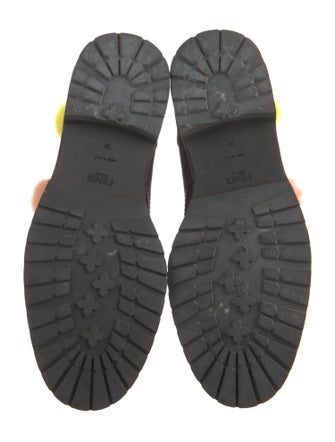 Fendi Leather Colorblock Pattern Combat Boots