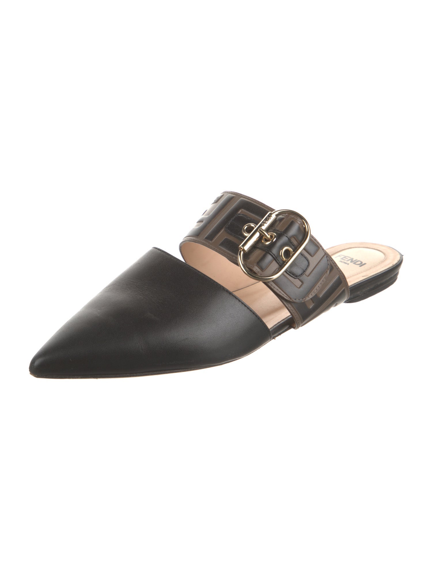 Fendi Zucca FF Logo Leather Mules