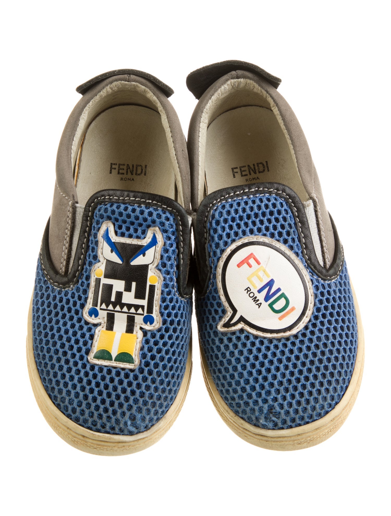 Fendi toddler boys' blue multicolored shoes