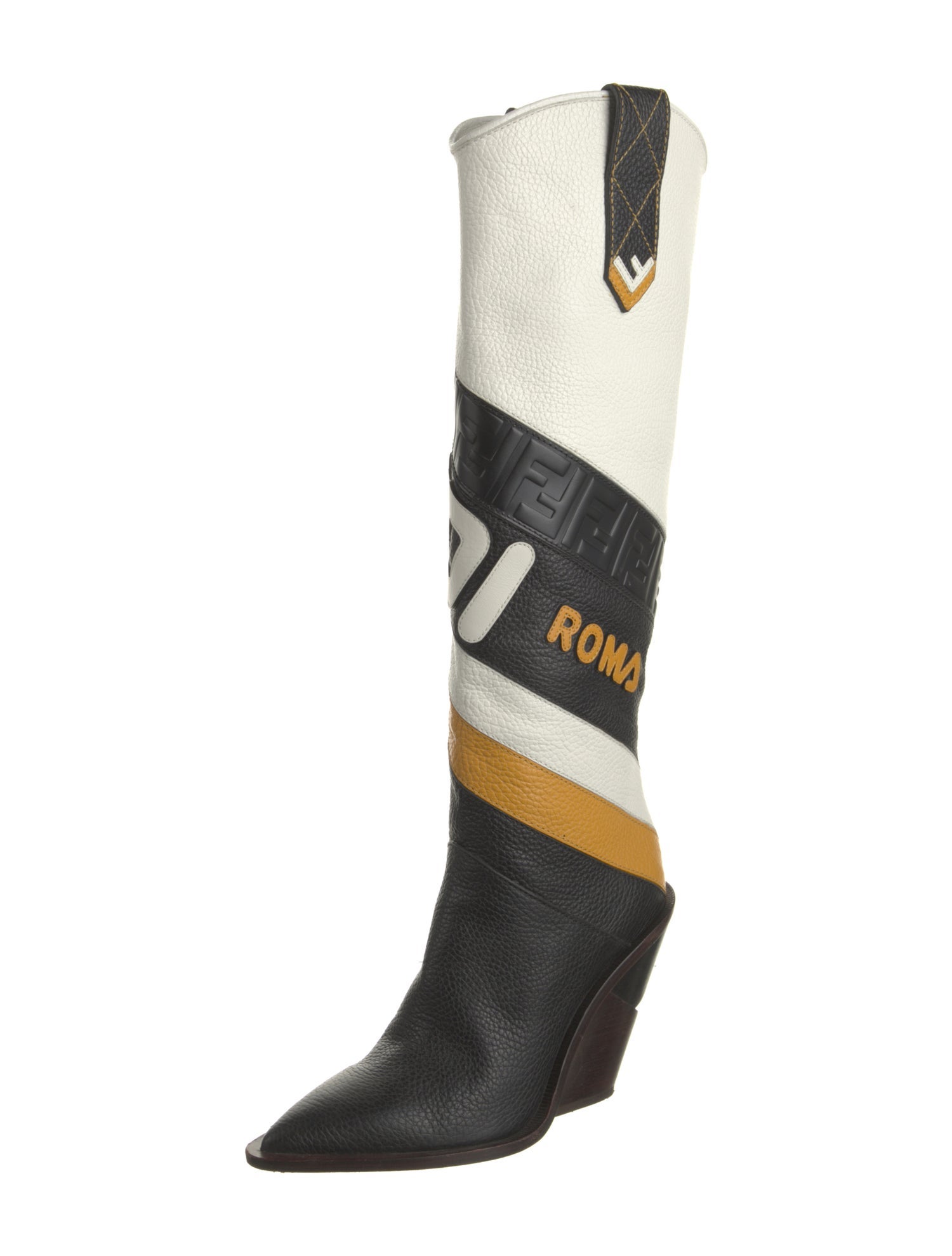 Fendi Zucca FF Logo Leather Boots