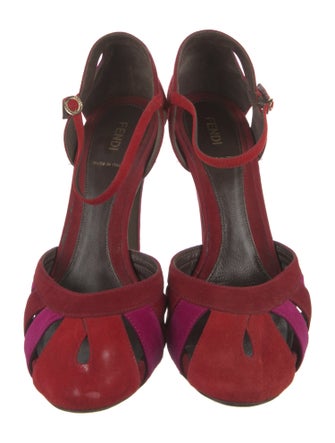 Fendi Suede Cutout Accent D'Orsay Pumps