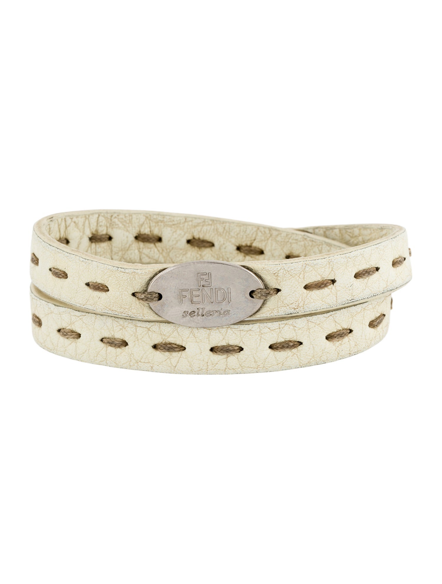 Fendi Leather Selleria Double Wrap Bracelet
