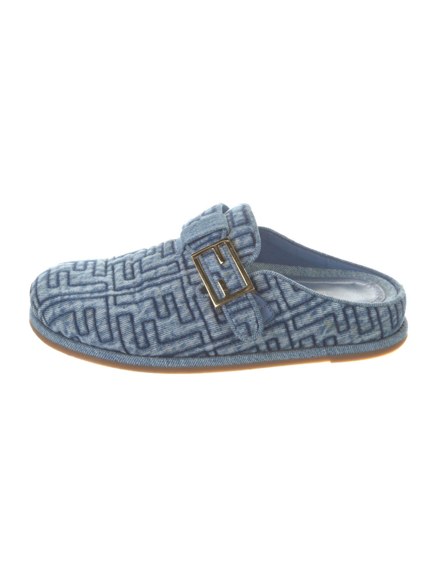 Fendi Denim Printed Mules