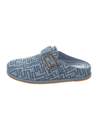 Fendi Denim Printed Mules