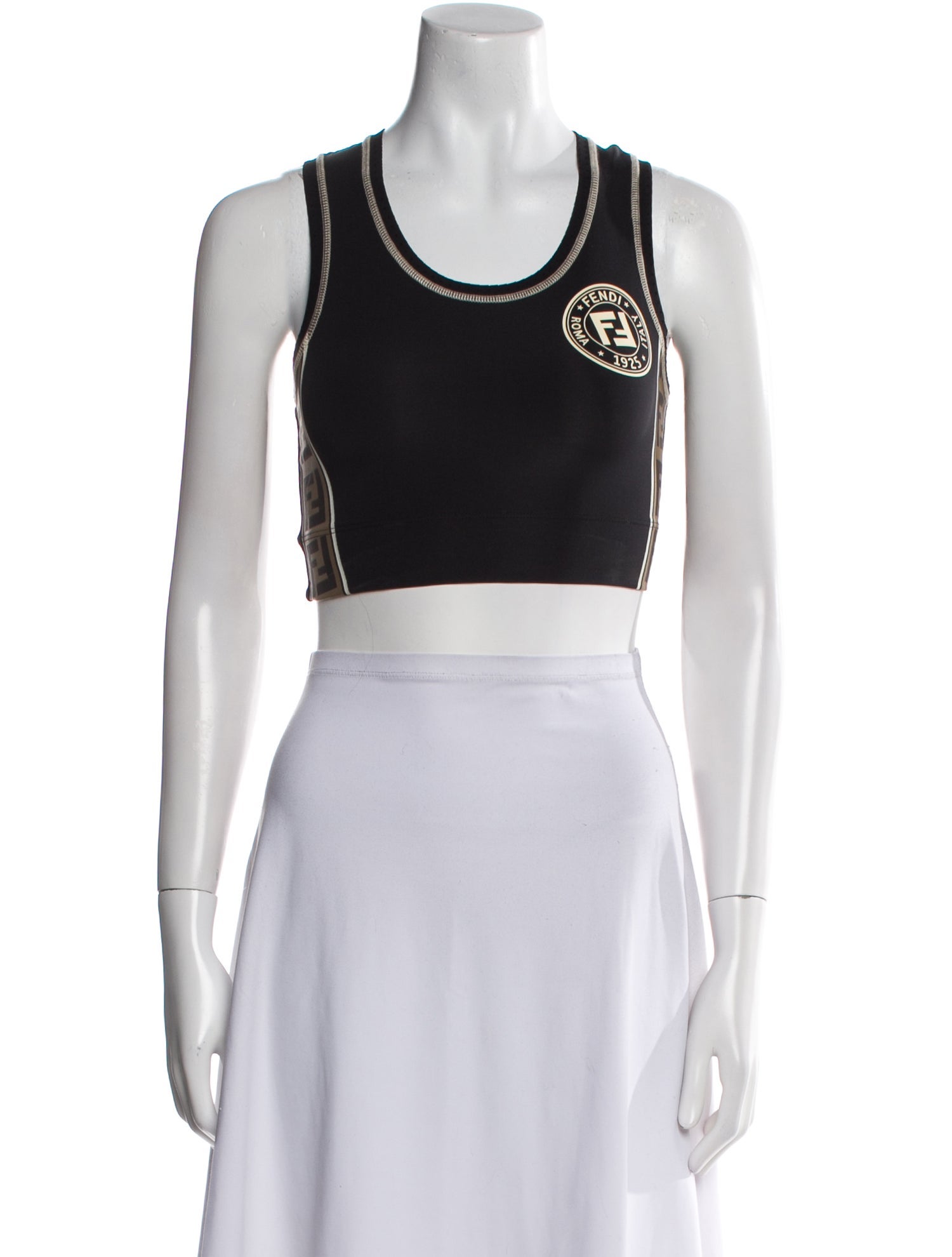 Fendi Graphic Print Scoop Neck Crop Top