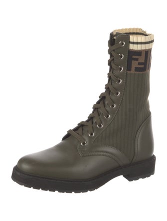 Fendi Rockoko Zucca FF Logo Combat Boots