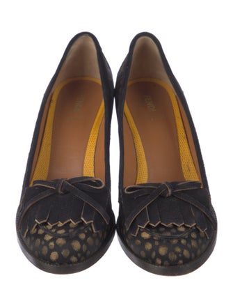 Fendi Printed Fringe Trim Accent Pumps