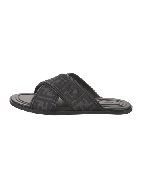 Fendi Zucca FF Logo Leather Slides
