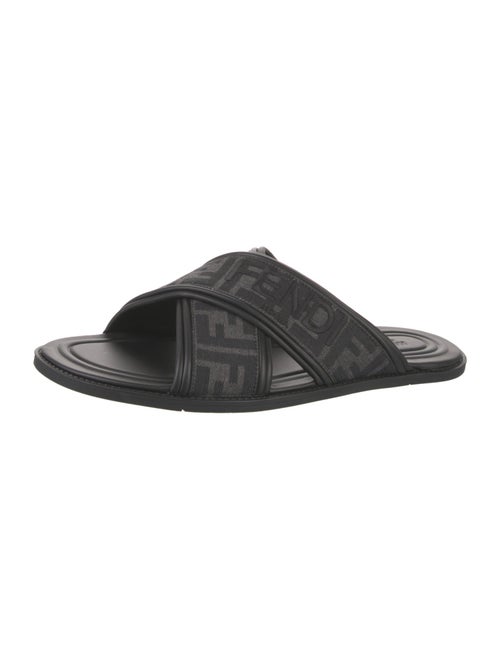 Fendi Zucca FF Logo Leather Slides