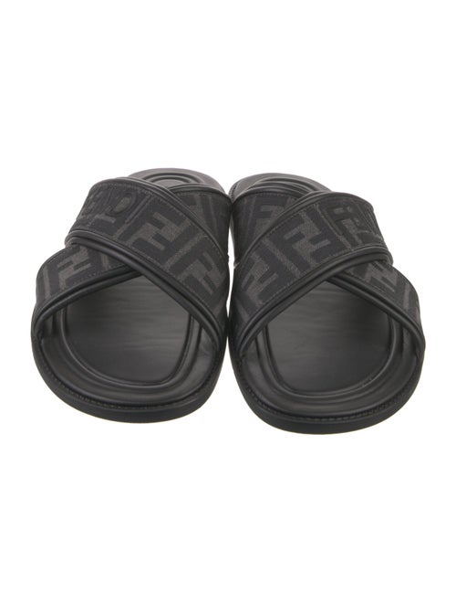 Fendi Zucca FF Logo Leather Slides