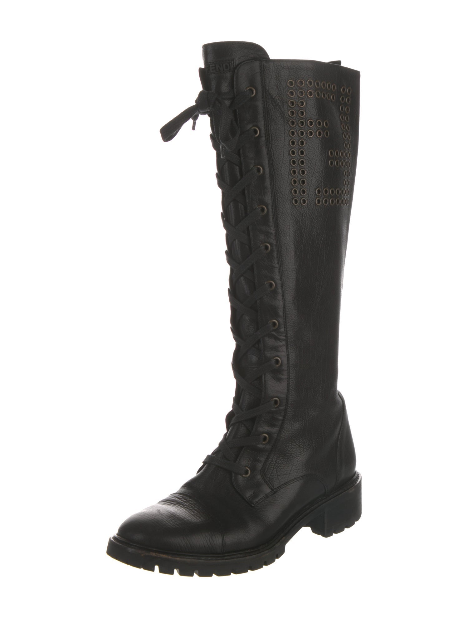 Fendi Leather Combat Boots
