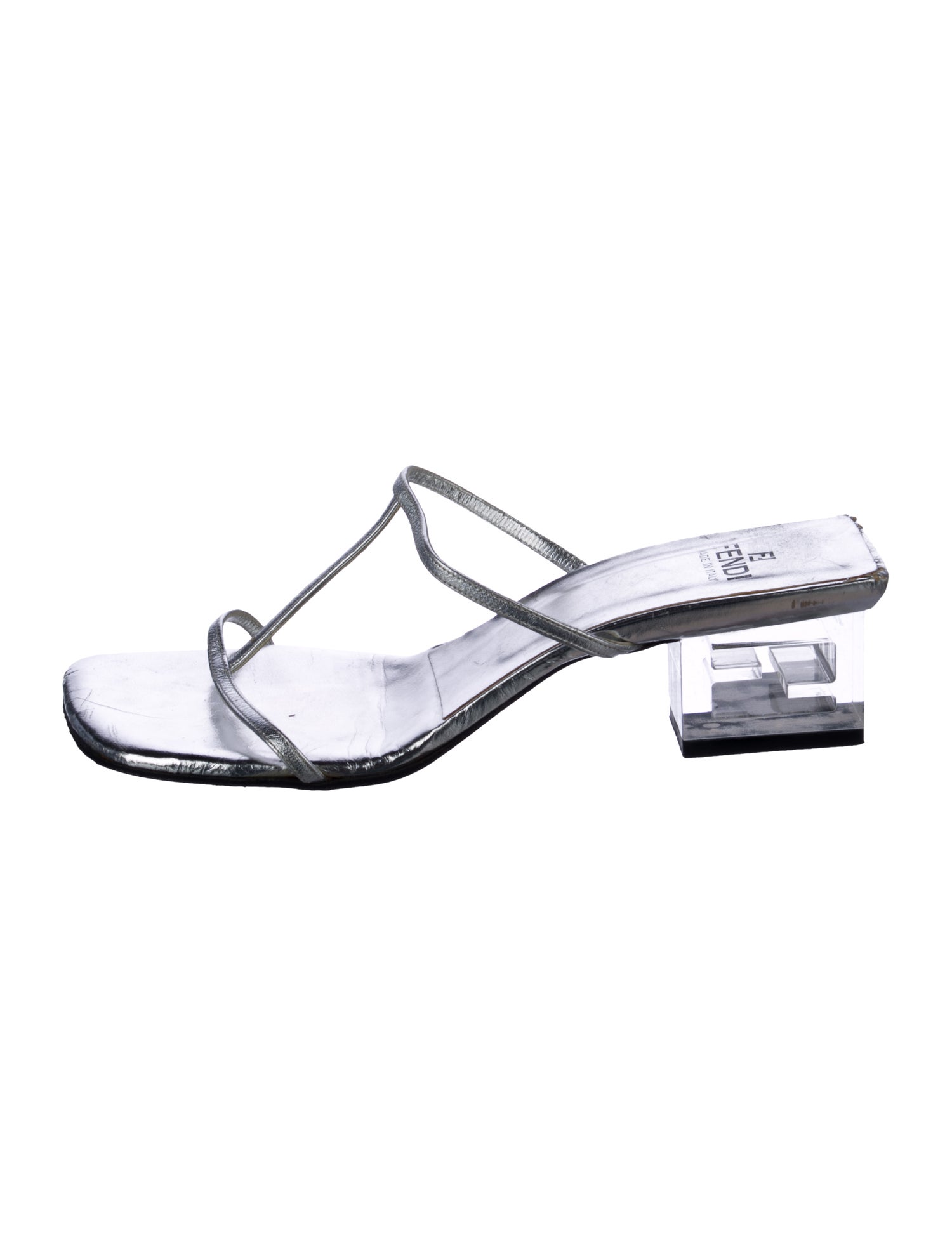Fendi Leather T-Strap Sandals