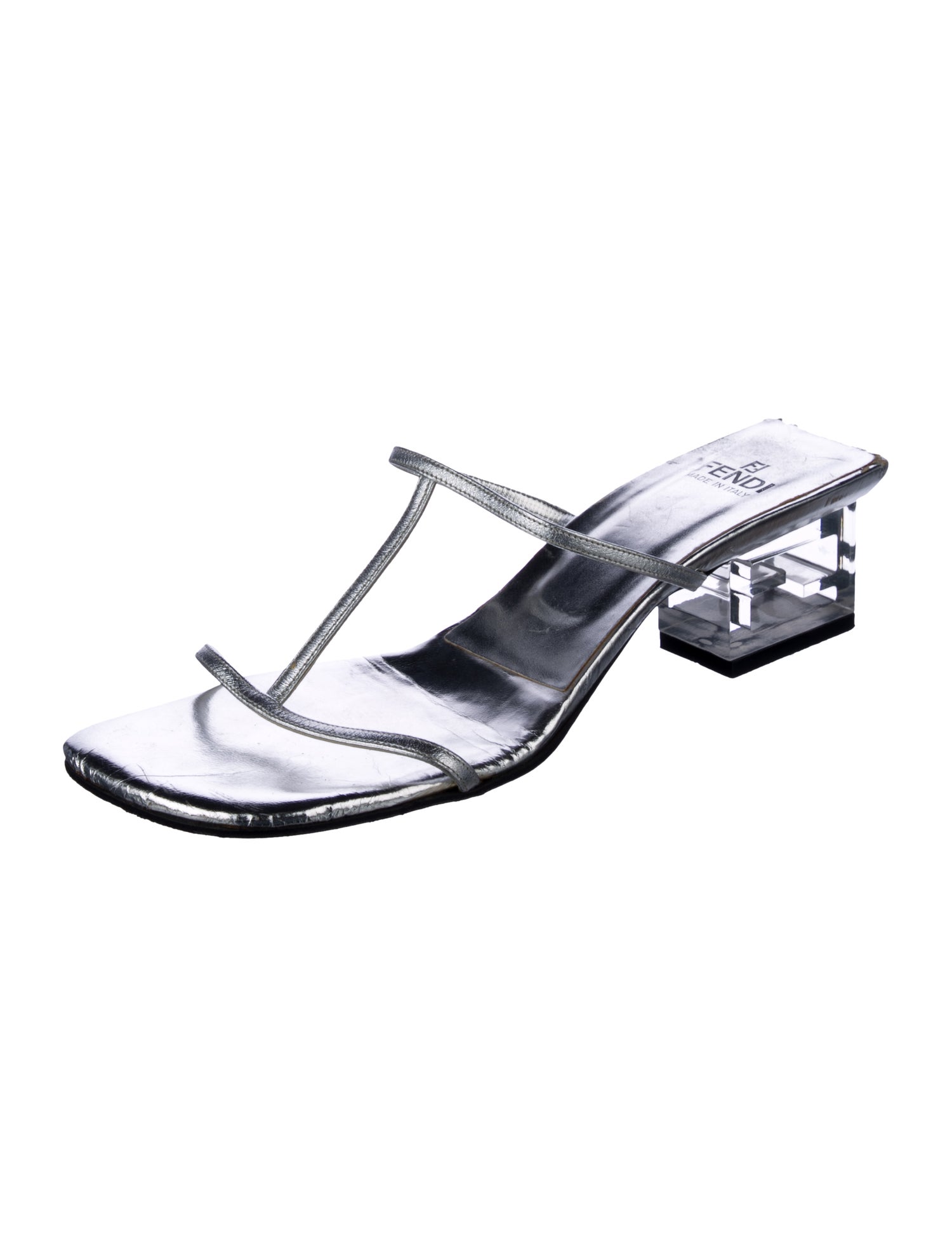 Fendi Leather T-Strap Sandals