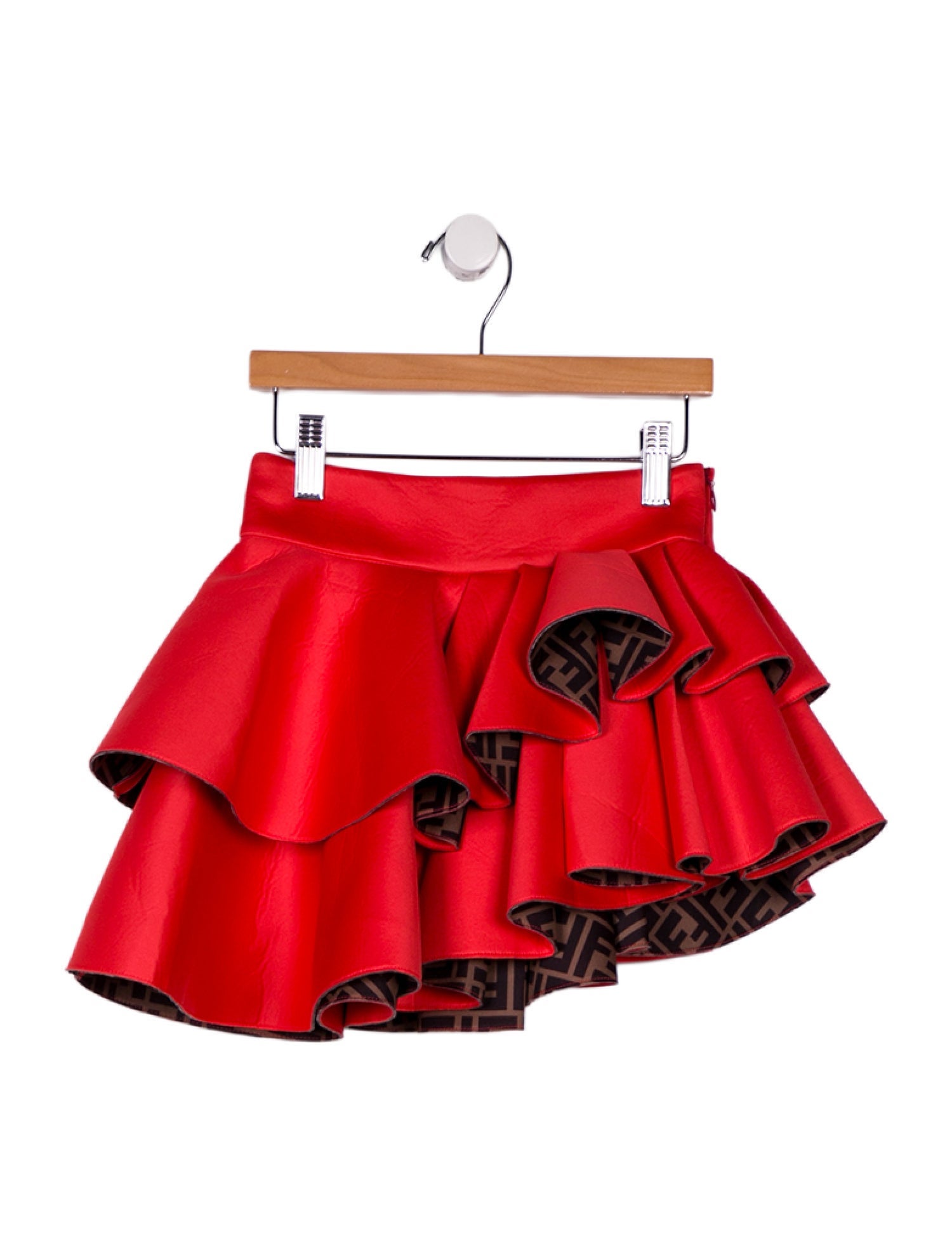 Fendi Girls' Zucca Trimmed Ruffle Skirt