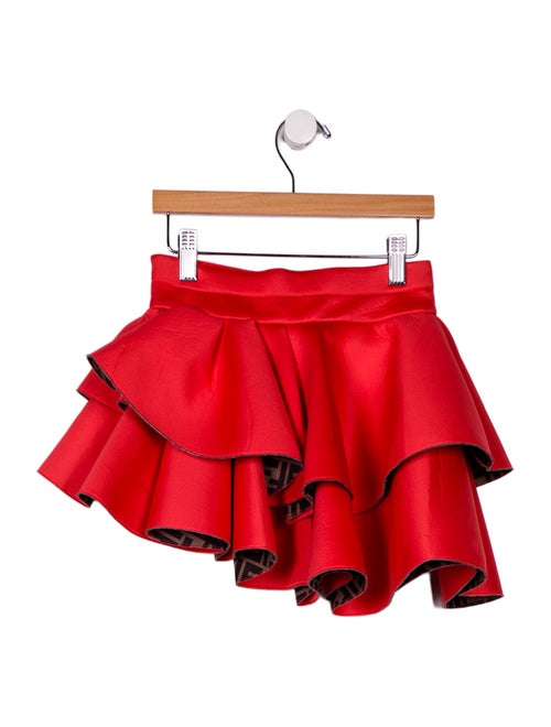 Fendi Girls' Zucca Trimmed Ruffle Skirt