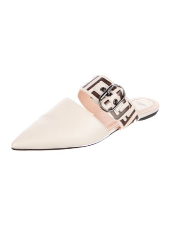 Fendi Zucca FF Logo Leather Mules