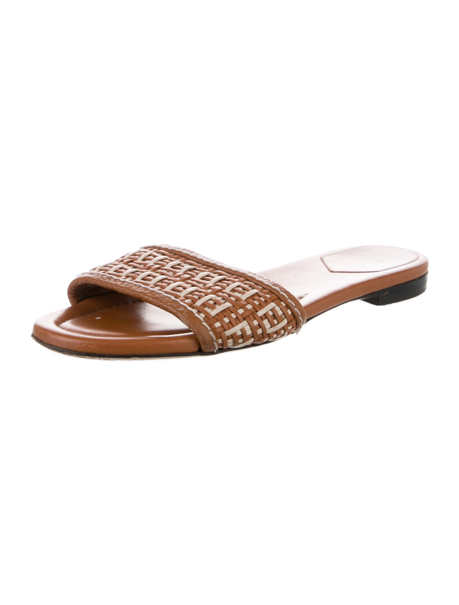 Fendi Intrecciato Weave Leather Slides