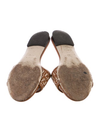 Fendi Intrecciato Weave Leather Slides