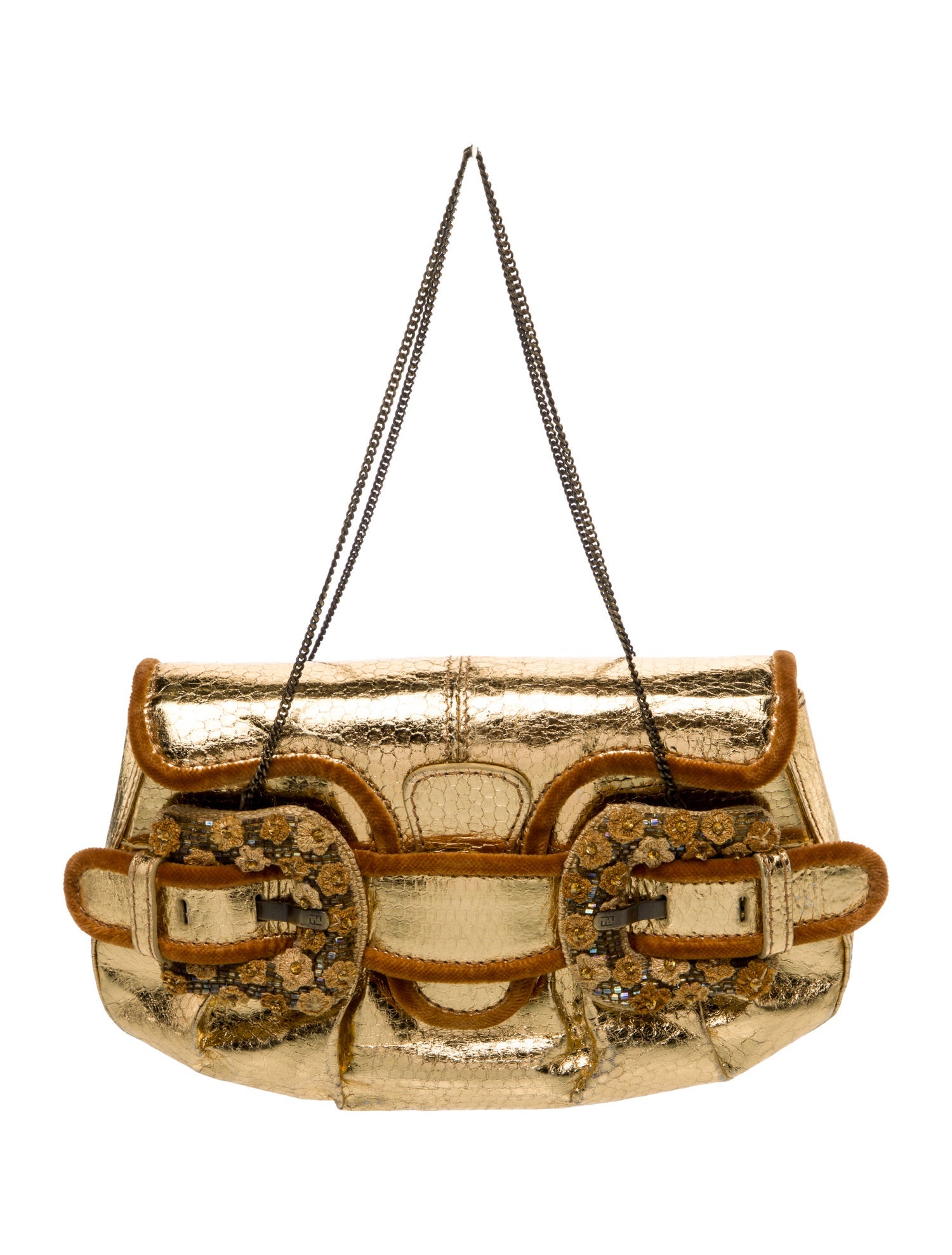 Fendi Embossed Leather Top Handle Bag
