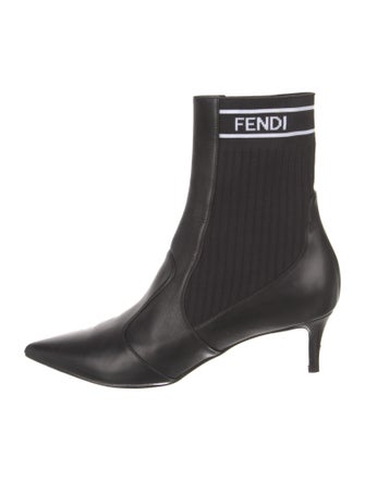 Fendi Leather Graphic Print Sock Boots