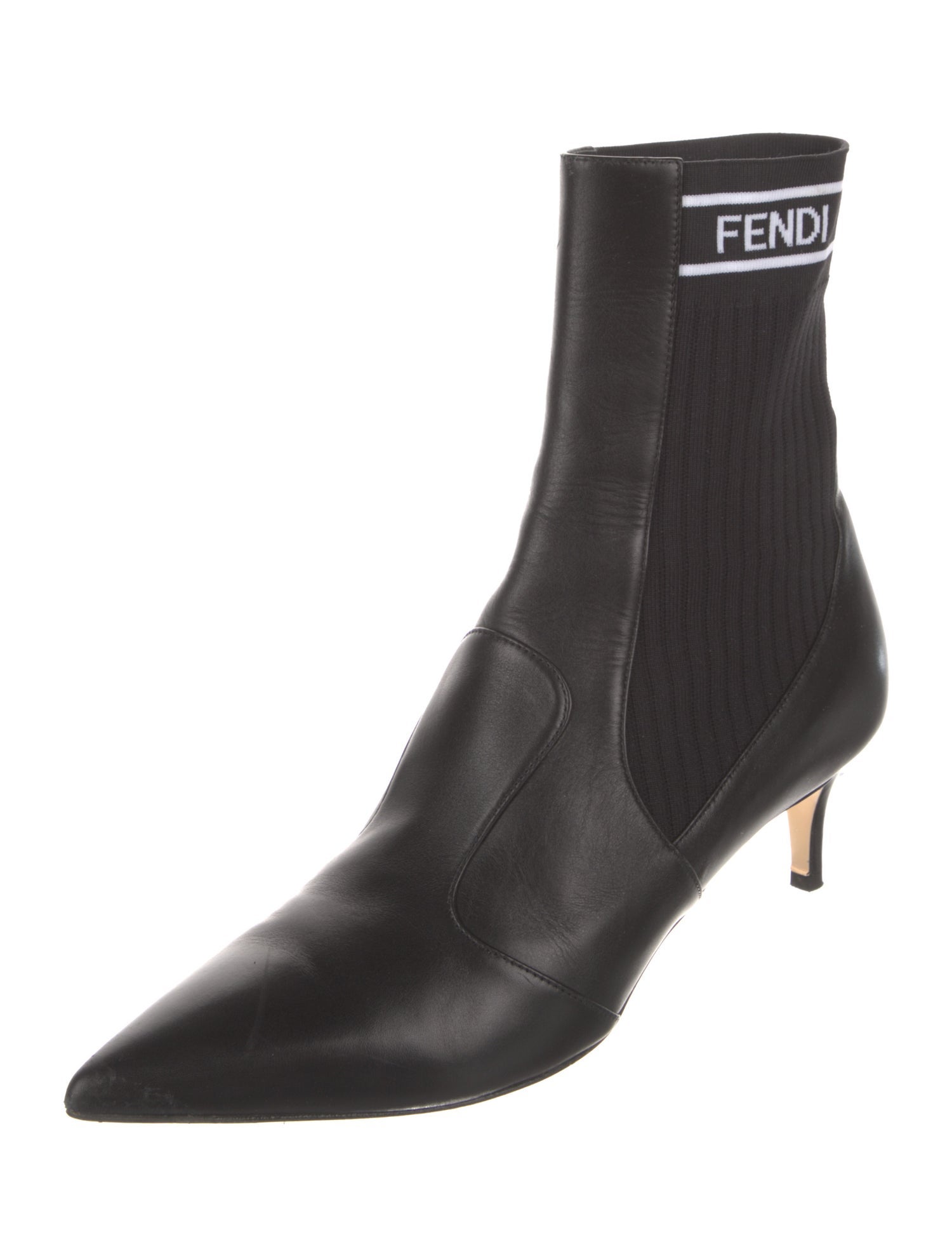 Fendi Leather Graphic Print Sock Boots