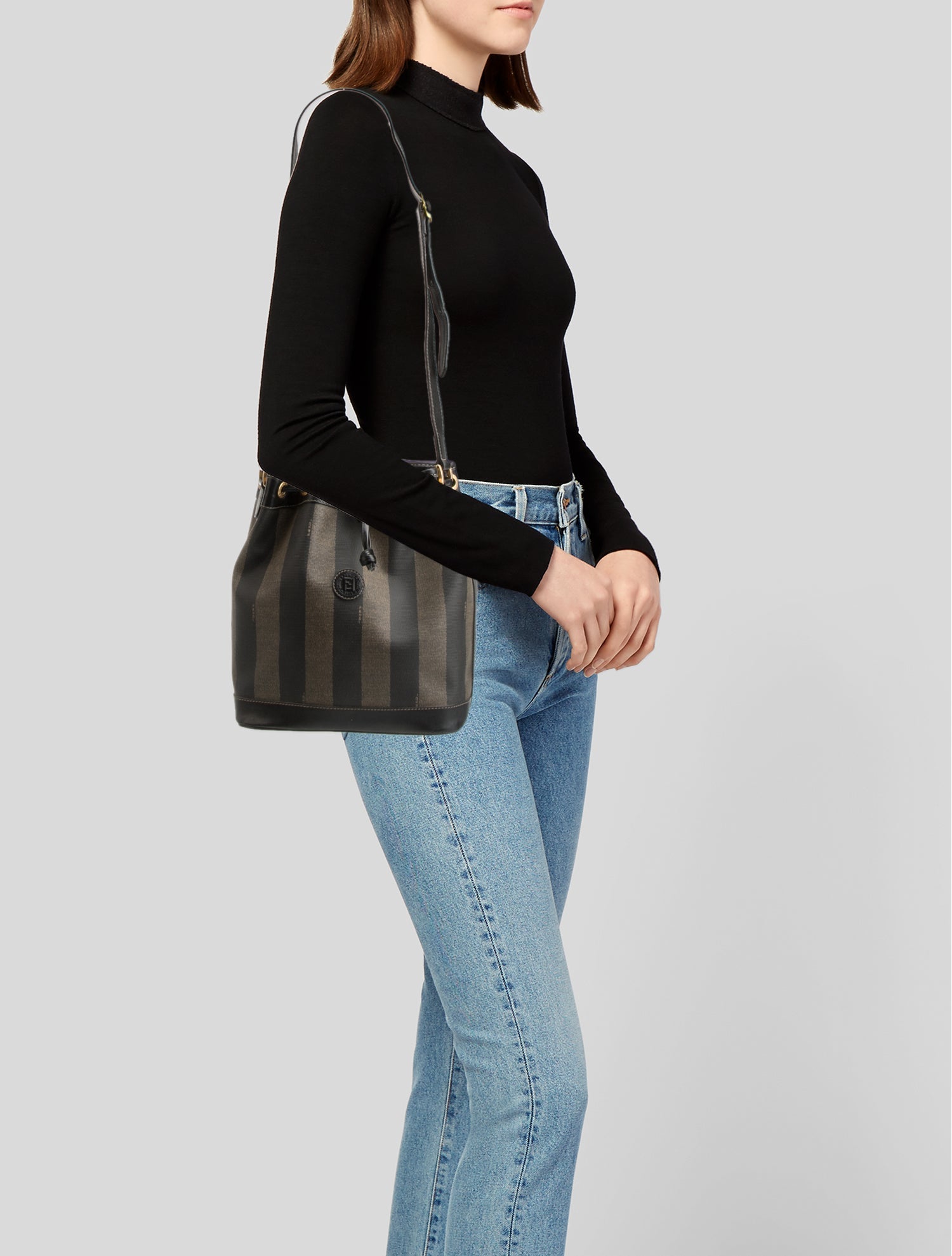 Fendi Pequin Bucket Bag Vintage