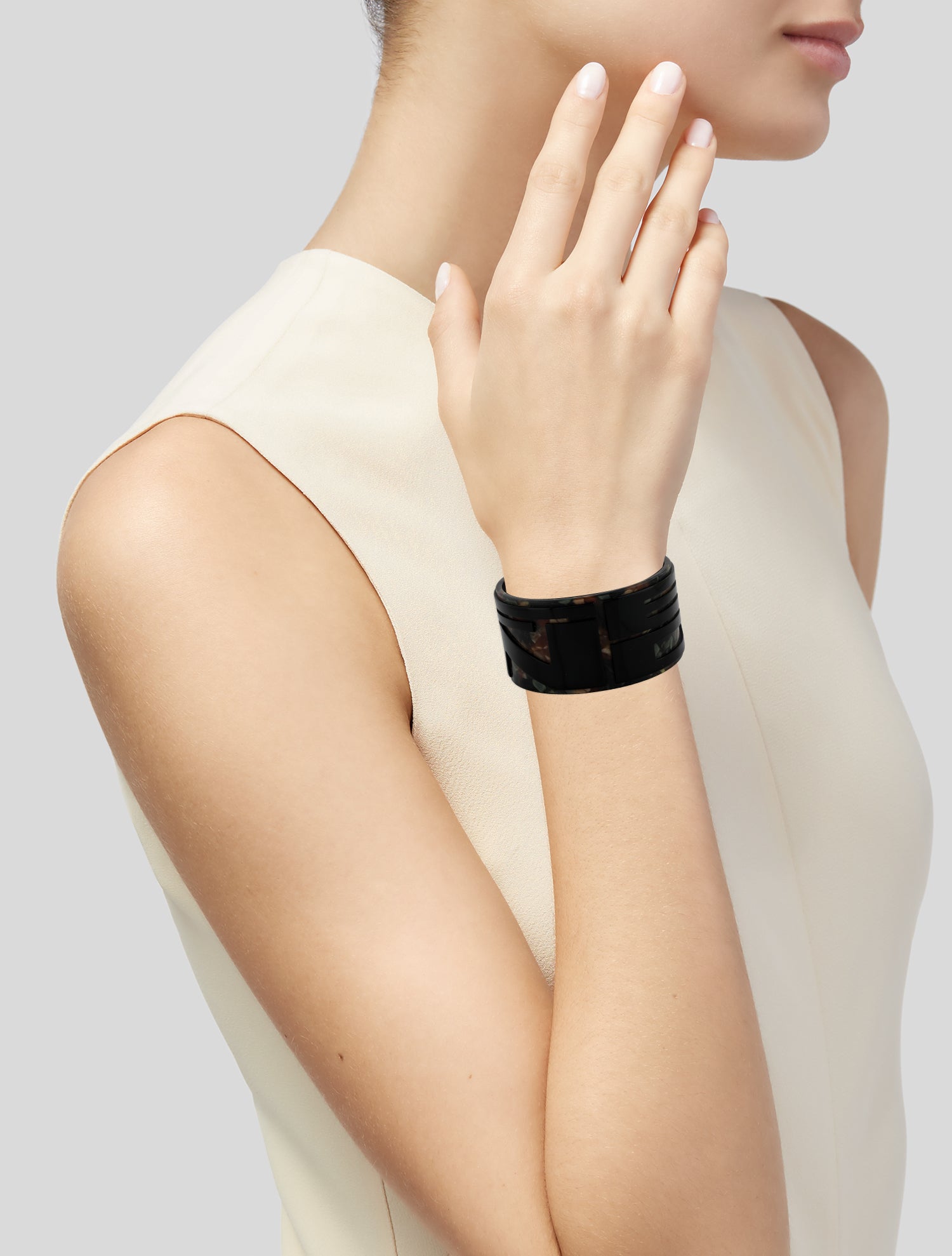 Fendi Resin Logo Wide Bangle Bracelet